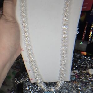 Vintage 24 + In Clear Quartz Multi Faceted Rock Crystal Necklace